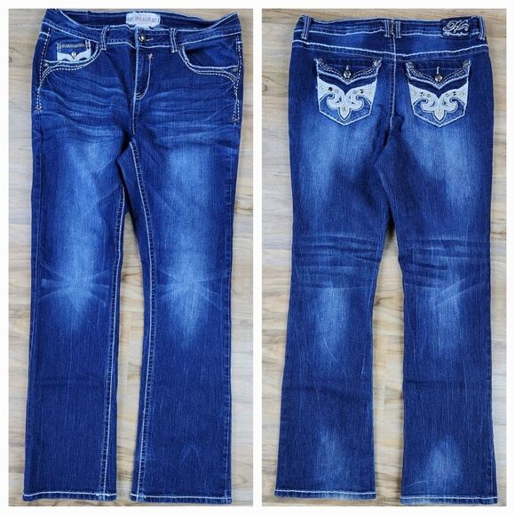 💇♀️Hydraulic Blue Bailey Embroidered Button Pocket Jeans Size 18 - Picture 10 of 12